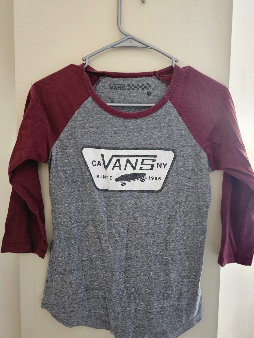 Vans Grey & Maroon Raglan Baseball Tee